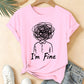 I'm Fine Creative Printed Loose Short-Sleeve