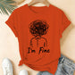 I'm Fine Creative Printed Loose Short-Sleeve