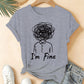 I'm Fine Creative Printed Loose Short-Sleeve