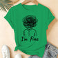 I'm Fine Creative Printed Loose Short-Sleeve