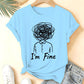 I'm Fine Creative Printed Loose Short-Sleeve