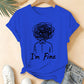I'm Fine Creative Printed Loose Short-Sleeve