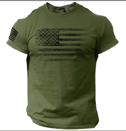 Men's Casual Crew-Neck Short-Sleeve T-Shirt With Beach Sunset And Coconut Tree Print