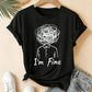 I'm Fine Creative Printed Loose Short-Sleeve